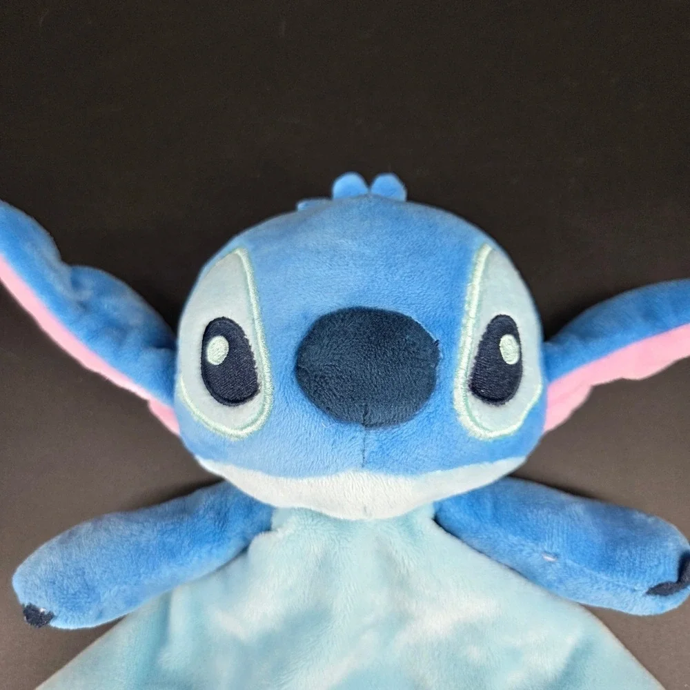 Disney Lilo & Stitch Baby Lovey Security Blanket Blue Plush Satin Trim Stitch